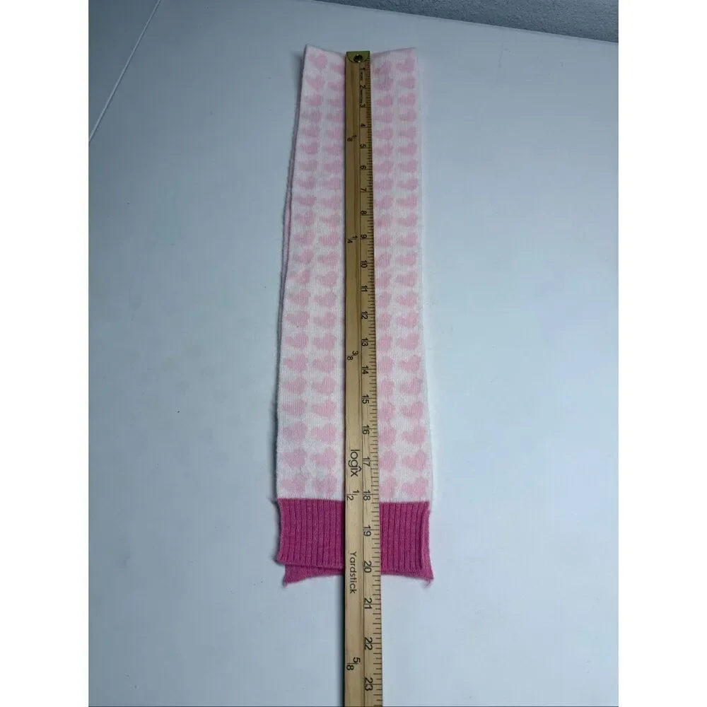 Toby & Me Girls Pink White Boho Scarf 5” X 40” Heart Pattern 2-4 years